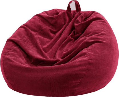 3 ft Bean Bag Chair Cover (No Filler) 35"×43" Large Stuffed Animal Storage Bean Bag Washable Beanbag Chair Cover Premium Corduroy Stuffable Bean Bag Cover for Adults,Kids,Platinum Gray 300L
