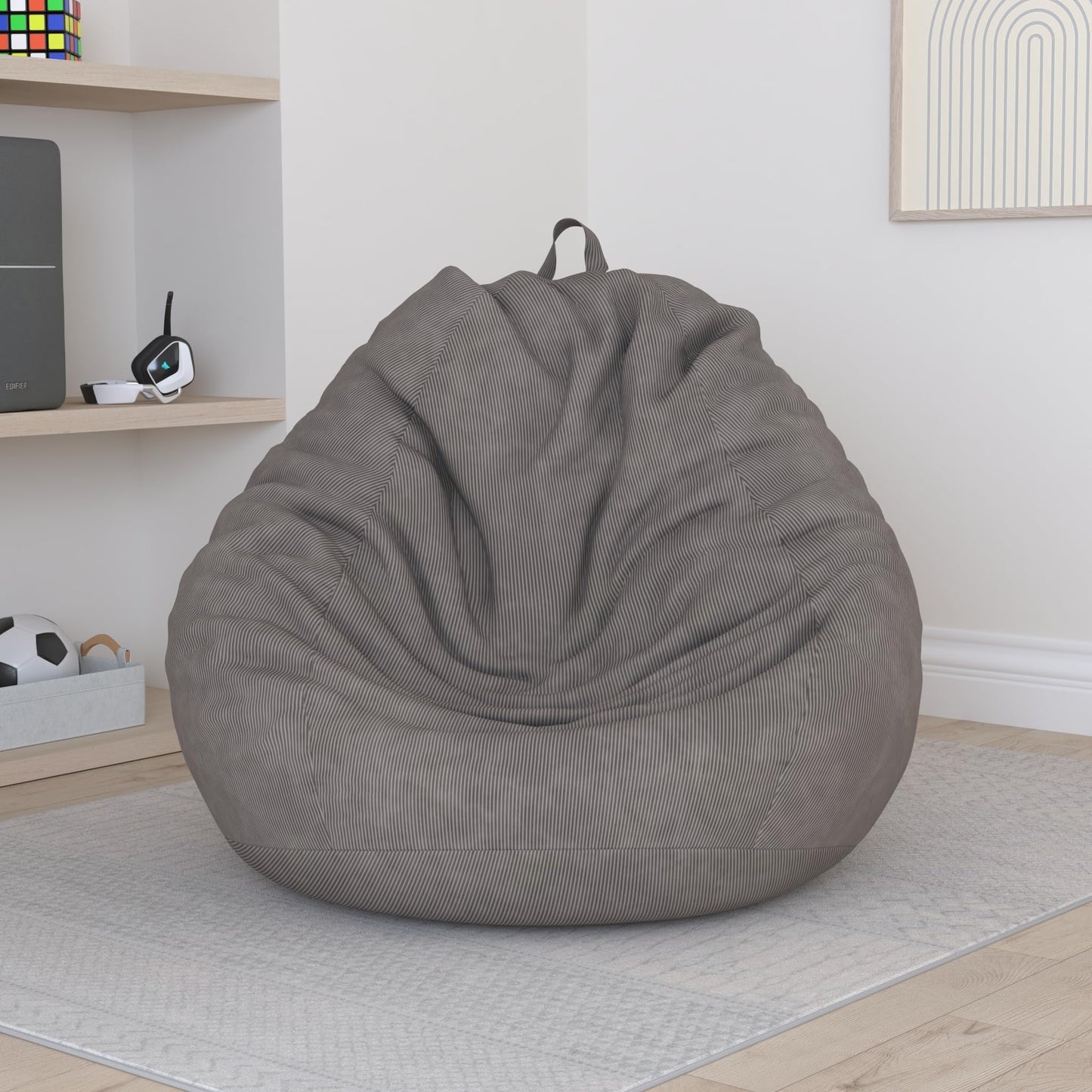 3 ft Bean Bag Chair Cover (No Filler) 35"×43" Large Stuffed Animal Storage Bean Bag Washable Beanbag Chair Cover Premium Corduroy Stuffable Bean Bag Cover for Adults,Kids,Platinum Gray 300L