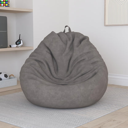 3 ft Bean Bag Chair Cover (No Filler) 35"×43" Large Stuffed Animal Storage Bean Bag Washable Beanbag Chair Cover Premium Corduroy Stuffable Bean Bag Cover for Adults,Kids,Platinum Gray 300L