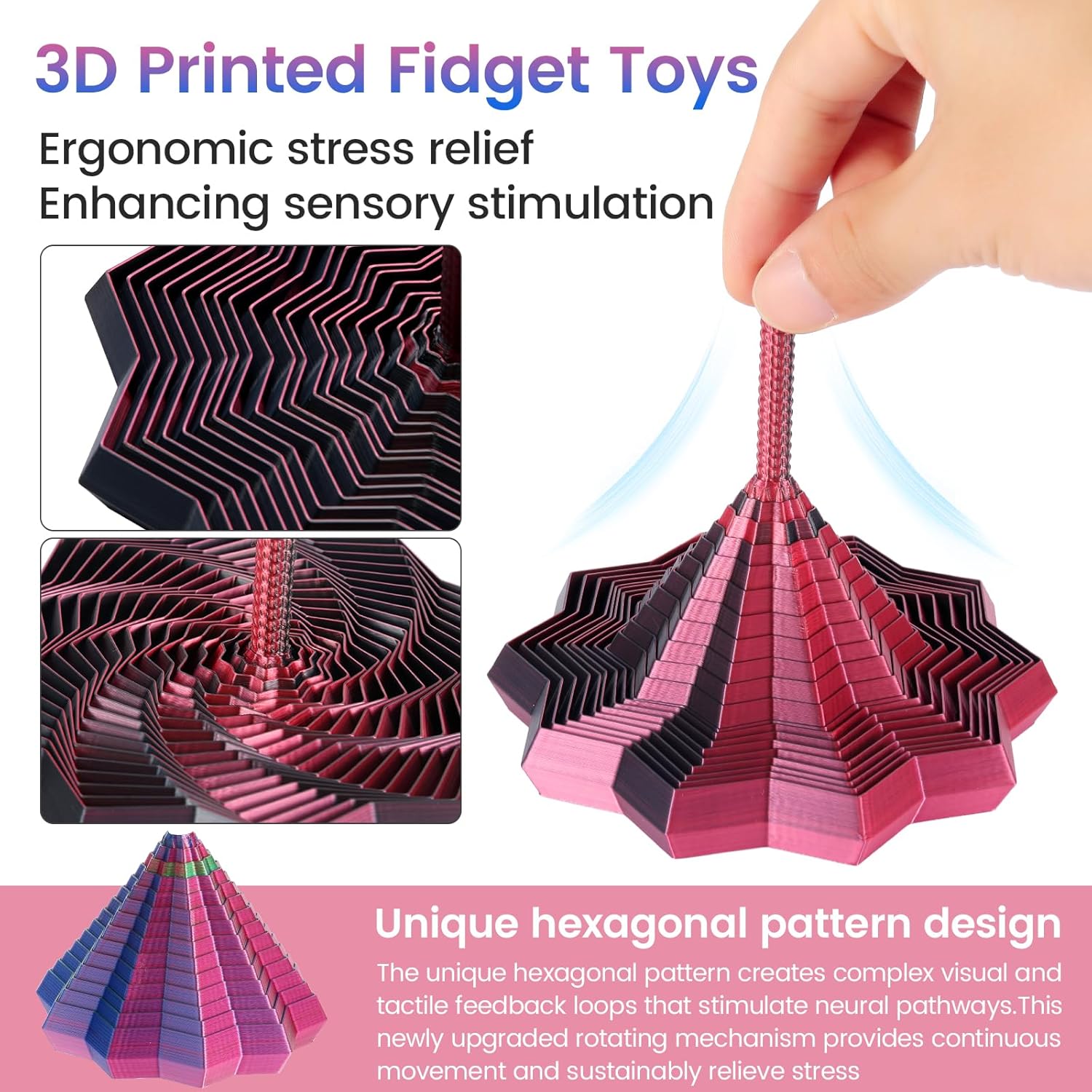 2-PACK 3D FRACTAL STAR FIDGET TOY – HYPNOTIC DESK STRESS RELIEF SPINNER