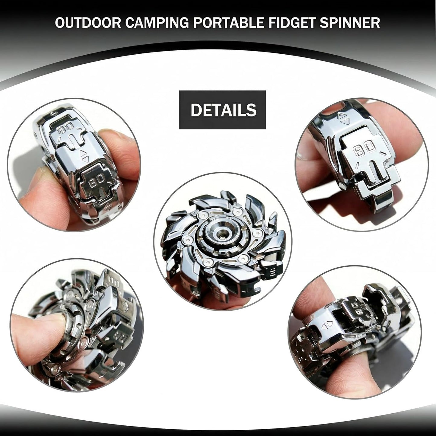 Stress Relief Metal Fidget Spinner for Adults, EDC Fidget Spinner with Open Armor Design & Smooth Spin. a Cool Fidget Toy for Teens & Adults(White Gold)